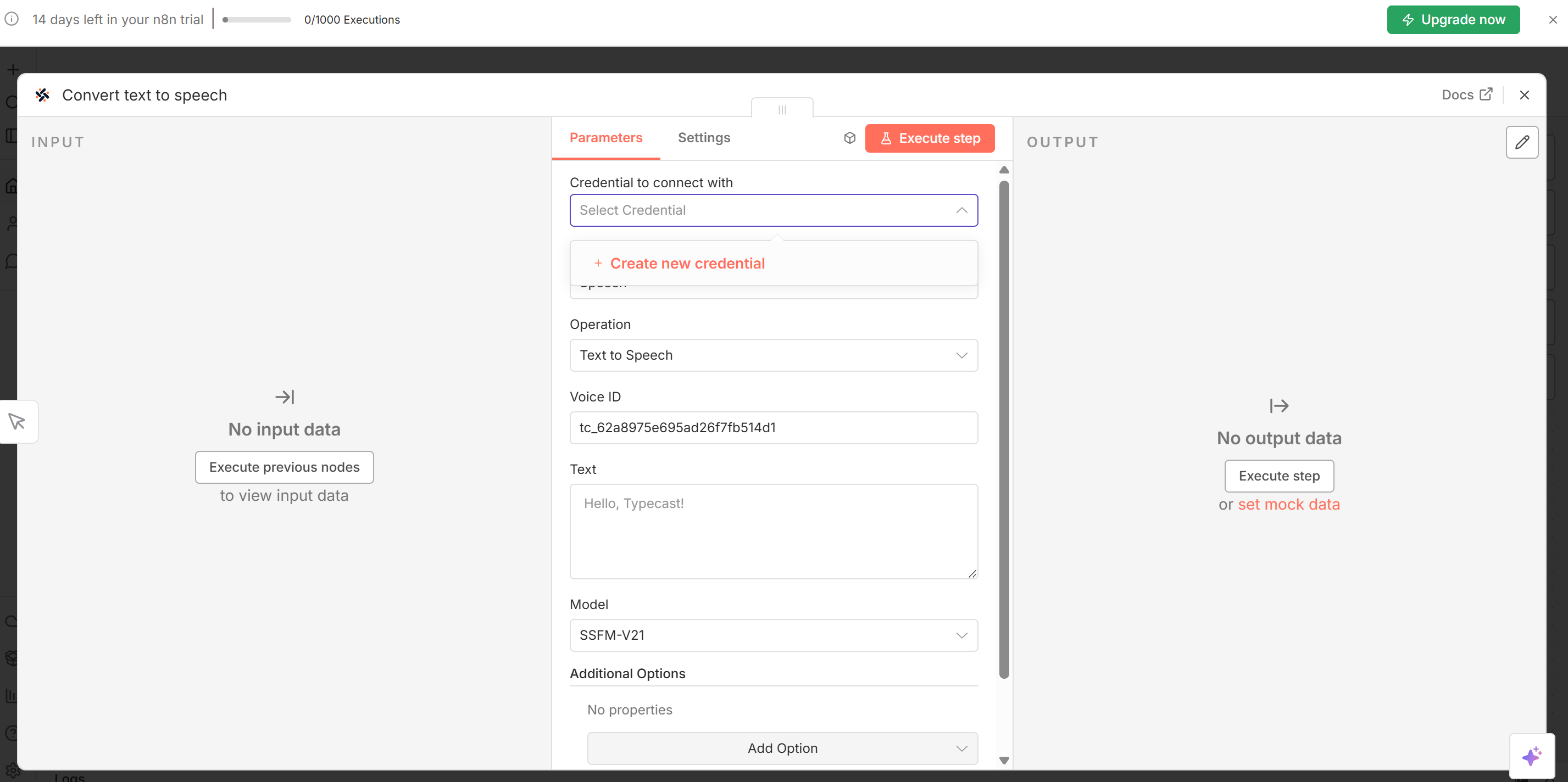Creating new credential in n8n
